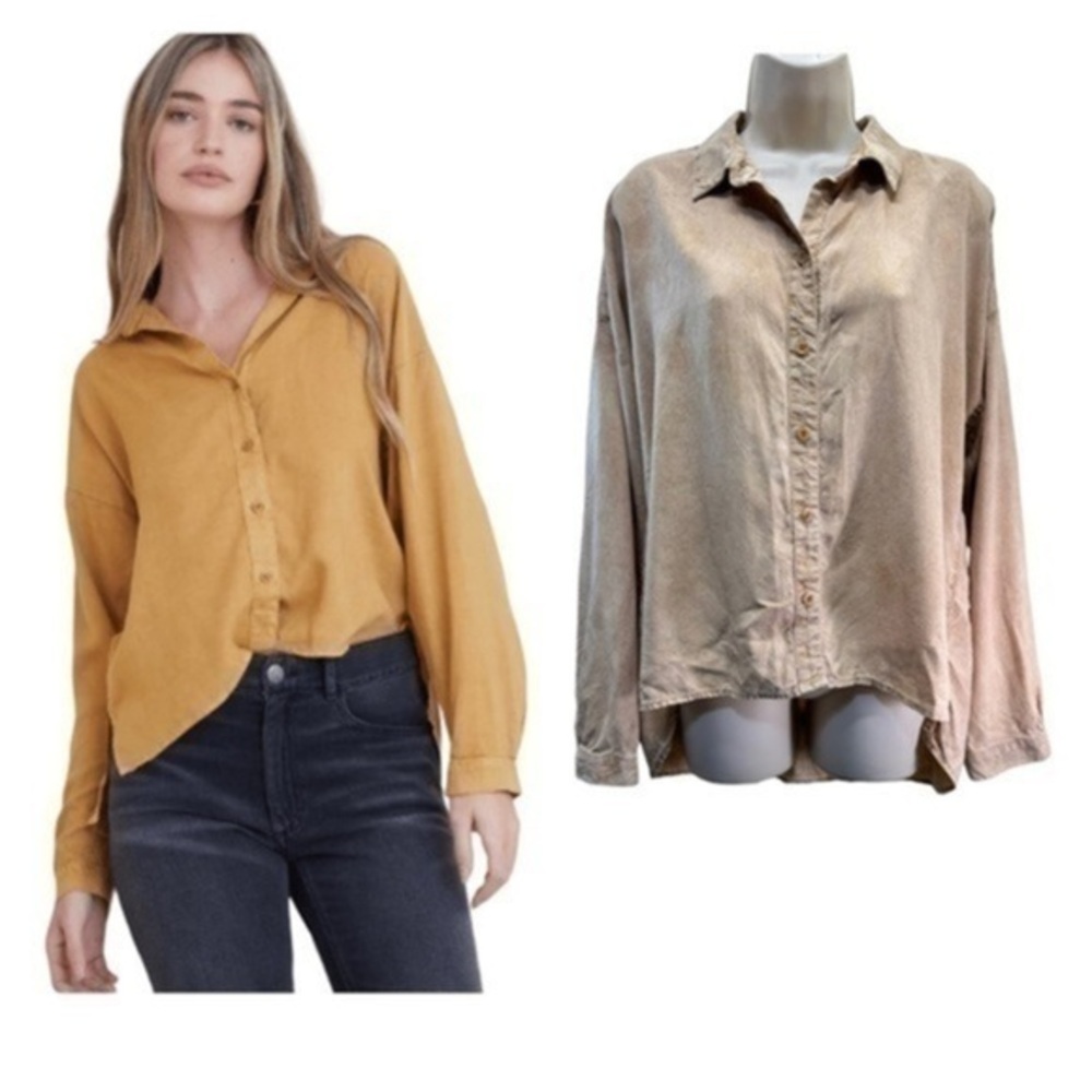 BELLA DAHL LONG SLEEVE HIGH LOW HEM SHIRT brown